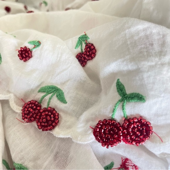 New! For Love & Lemons White & Red Beaded Cherry Slip Mini Dress 26989 - Picture 11 of 15